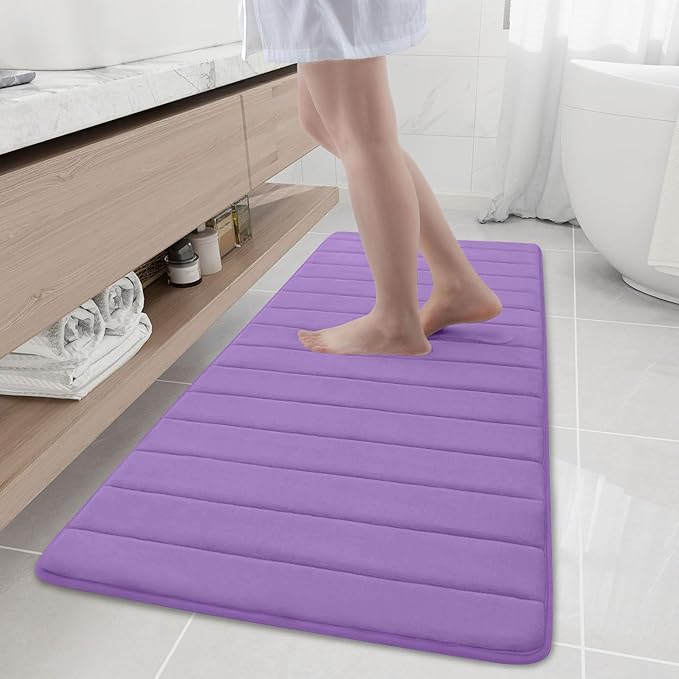 Buganda Memory Foam Bath Mat, 59" x 20", Ultra Soft and Non-Slip Bathroom Rugs, Water Absorbent and Machine Washable Bath Rug Runner for Bathroom, Shower, and Tub, Lavender