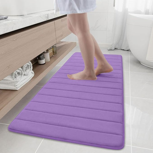 Buganda Memory Foam Bath Mat, 59" x 20", Ultra Soft and Non-Slip Bathroom Rugs, Water Absorbent and Machine Washable Bath Rug Runner for Bathroom, Shower, and Tub, Lavender