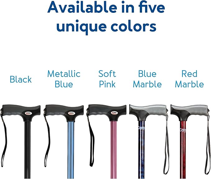 Carex Soft Grip Walking Cane with Strap, Anti-Slip Walking Cane for Easy Maneuvering, Walk Stick for Seniors & Adults with Added Support and Adjustable for Balance, Supports up to 250 lbs, Blue