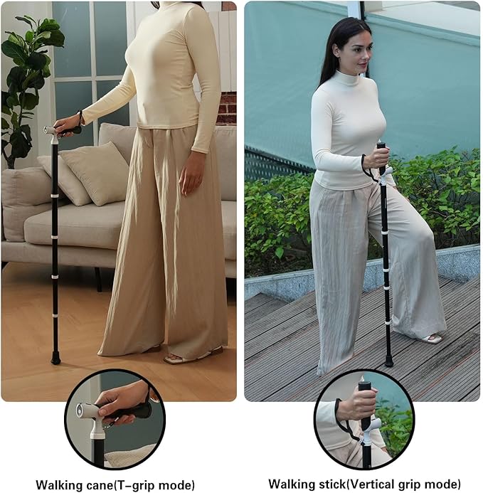 Canes for Women for Stability, Walking Cane for Men, Folding Canes for Women Adjustable for Travel, Dual Modes Handle (Sticks or Canes) with Daily Pill Box