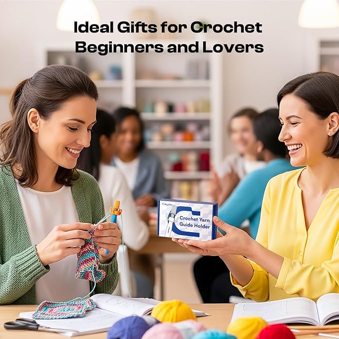 Crochet Tension Tool for Beginners, Ergonomic Yarn Guide Holder, Tension Control Crochet Helper, Comfort Handle for Left & Right Hander, Portable Crochet Accessories Gift for Crocheters & Knitters