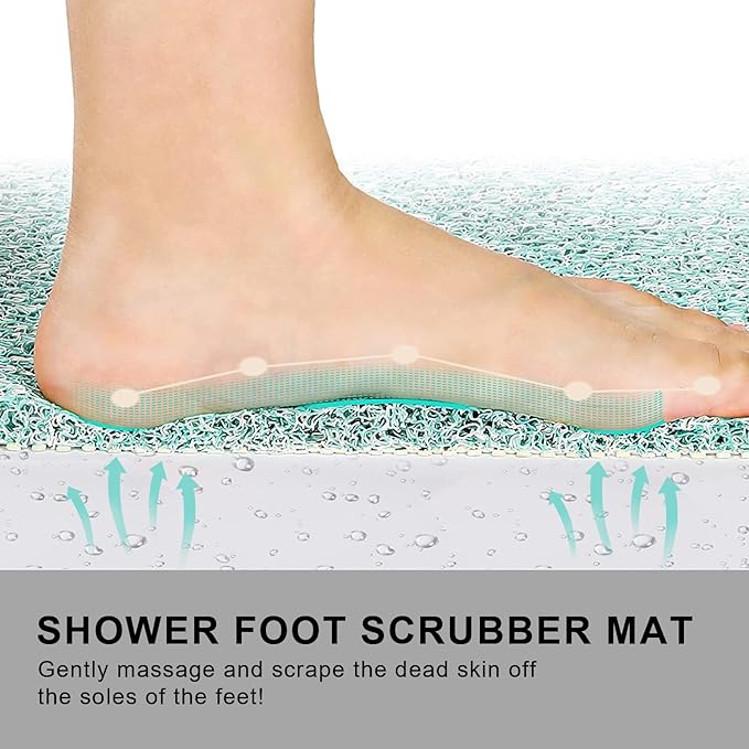 Nonslip Bathtub Mat, Anti Slip Bath Mat 0.6" Extra Thick, Quick Dry Bath Tub Anti Slip Shower Mat, Loofah Non-Slip Bath Mat for Tub Bathroom Pool Kitchen Entryway Home Hotel(Blue 16x24)