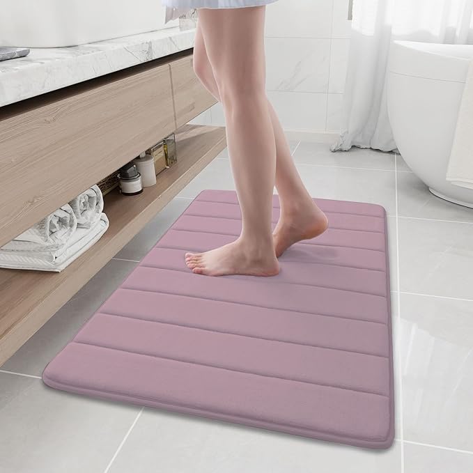 Buganda Memory Foam Bath Mat, 35.4" x 24", Ultra Soft and Non-Slip Bathroom Rugs, Water Absorbent and Machine Washable Bath Rug Runner for Bathroom, Shower, and Tub, Mauve