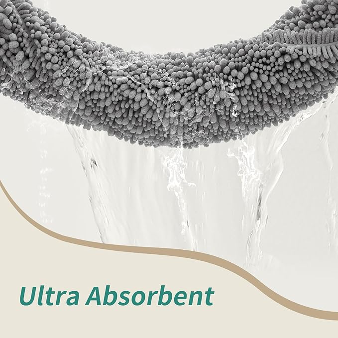 Bathroom Runner Rug 24x55 Non Slip Washable Long Bath Mat for Tub Thick Soft Absorbent Bathroom Floor Mat Large Chenille Bath Rug for Shower, Grey