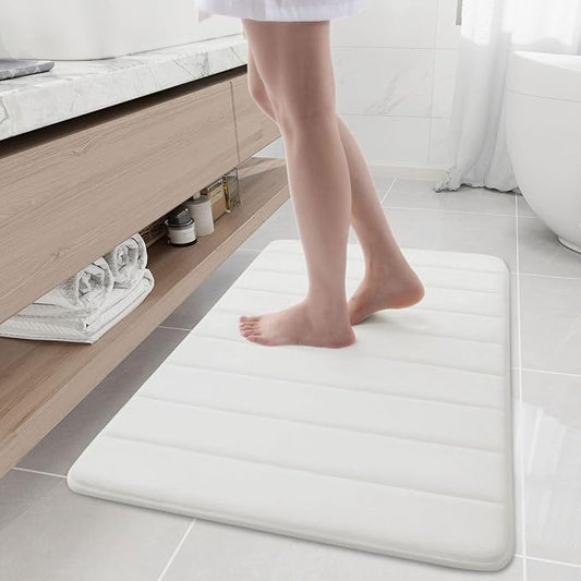 Buganda Memory Foam Bath Mat, 35.4" x 24", Ultra Soft and Non-Slip Bathroom Rugs, Water Absorbent and Machine Washable Bath Rug Runner for Bathroom, Shower, and Tub, Ivory