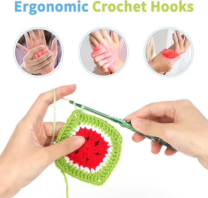 Coopay Crochet Hooks, 3.5mm Ergonomic Crochet Hook with Floral Resin Grips, Stylish and Unique, Ideal for Crocheting Blankets, Dolls, Shawls, Hats, Scarves (E-3.5mm)