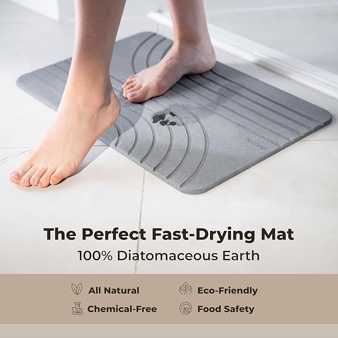 Stone Bath Mat, Diatomaceous Earth Non-Slip Stone Shower Mat - Quick Drying Absorbent Bath Mats for Bathroom - Elegant & Modern Design, Easy to Clean (23.5 x 15) - Graphite