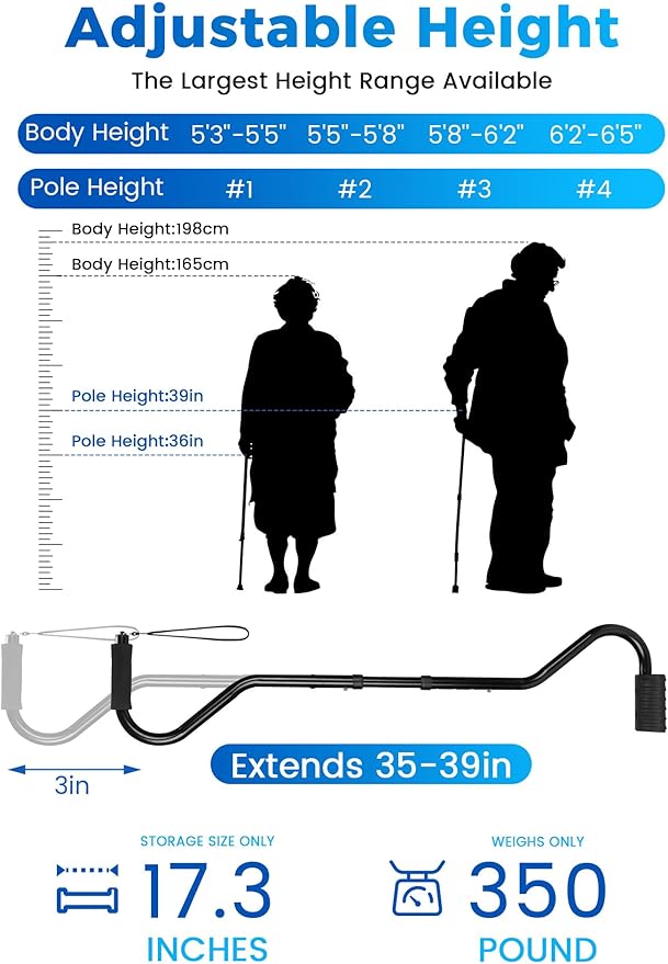 Walking Cane, Stair Climbing Cane for Women/Men for Leg Lifter Adjustable Assist Canes with Large Footrest for Relaxed and Walk Up and Down Stairs