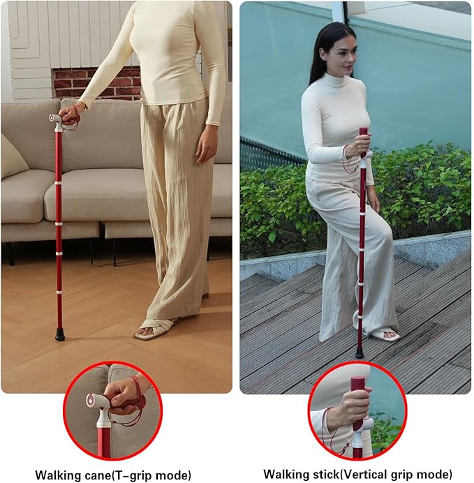Canes for Women for Stability, Walking Cane for Men, Folding Canes for Women Adjustable for Travel, Dual Modes Handle (Sticks or Canes) with Daily Pill Box