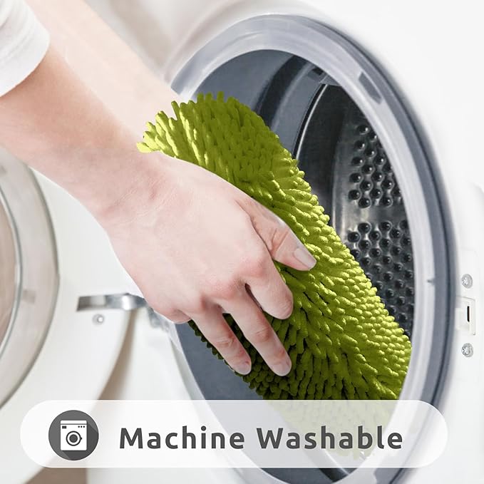 Non-Slip Bath Rug,Extra Soft Microfiber Bedroom Shag Carpet with Anti-Slip Backing,Water/Dust Absorbent Fast Dry Shower Mat,Sound Insulated Stairs Pad,Machine Washable (Lime Green,23 x 35 Inches)