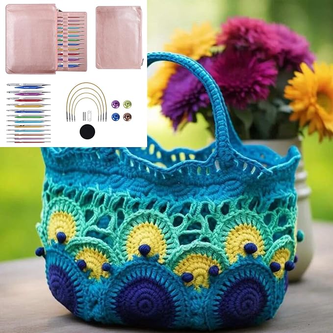 12Pairs Interchangeable Tunisian Crochet Hook Set 3.0mm-10mm Aluminum Circular Knitting Needle for Sweater Blanket Bag