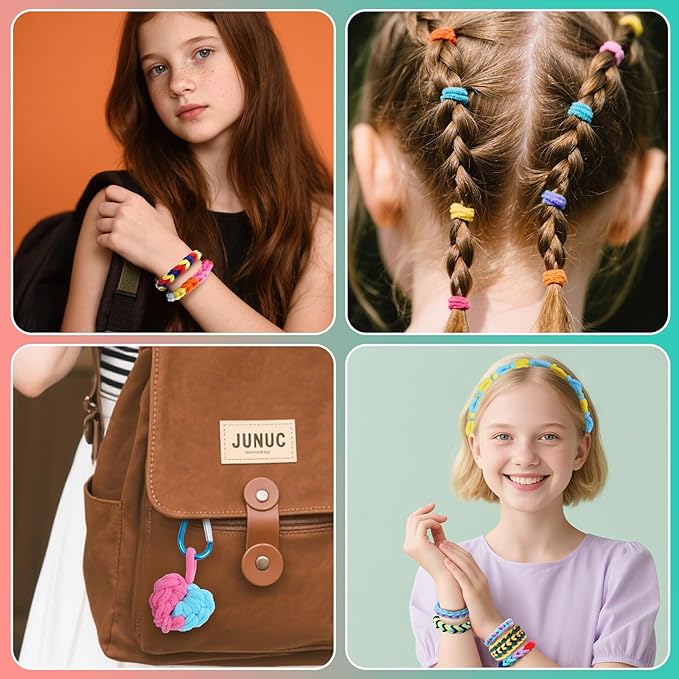 ZMMB Mermaid Bracelet Making Kit for Girls Ages 6-12 - 1200+ Rainbow Elastic Cloth Loom Bands in 12 Colors, DIY Craft Set with Mermaid Loom Tool, Storage Box – Great Birthday Gift for Kids