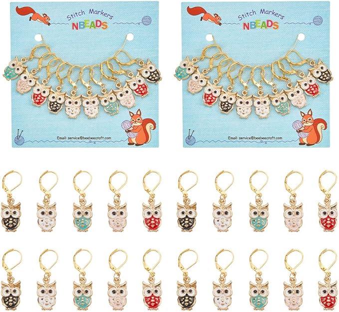 NBEADS 20 Pcs 5 Colors Owl Stitch Markers, Alloy Enamel Crochet Charms Stitch Marker Knitting DIY Gift for Knitting Weaving Sewing Accessories Quilting Jewelry Making