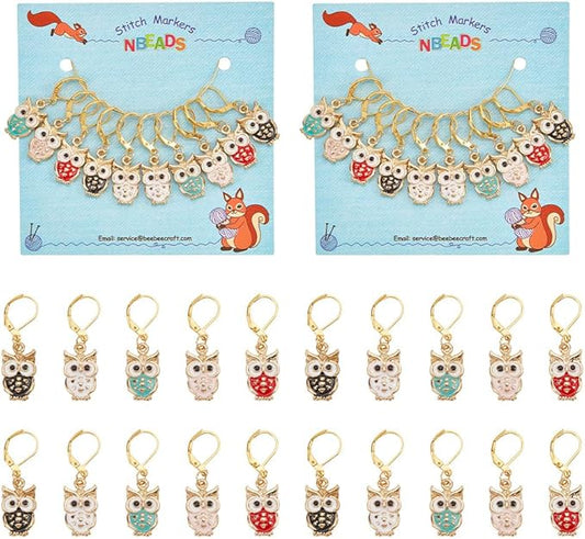 NBEADS 20 Pcs 5 Colors Owl Stitch Markers, Alloy Enamel Crochet Charms Stitch Marker Knitting DIY Gift for Knitting Weaving Sewing Accessories Quilting Jewelry Making