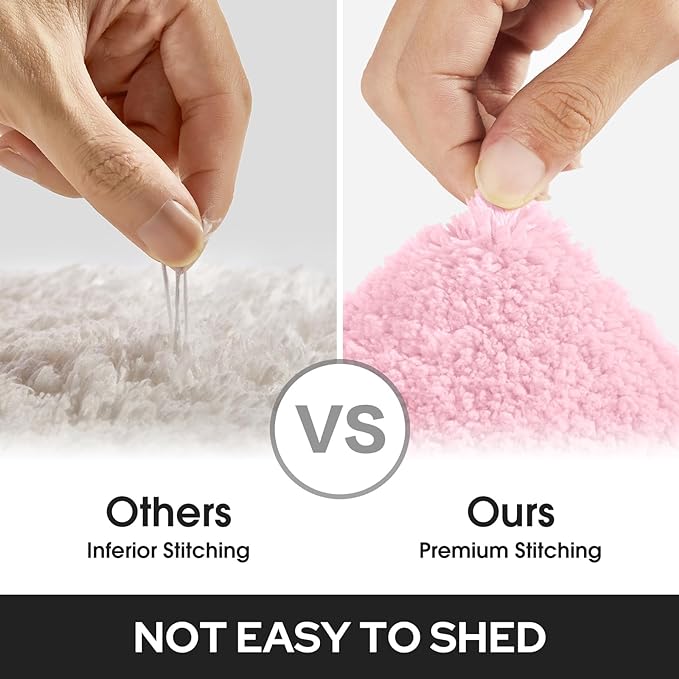 HOMEIDEAS Cute Bathroom Rugs, Super Soft and Absorbent Non Slip Microfiber Machine Washable Bath Mat Set for Pink Bathroom Decor (20" x 32" + 16" x 24", Light Pink)