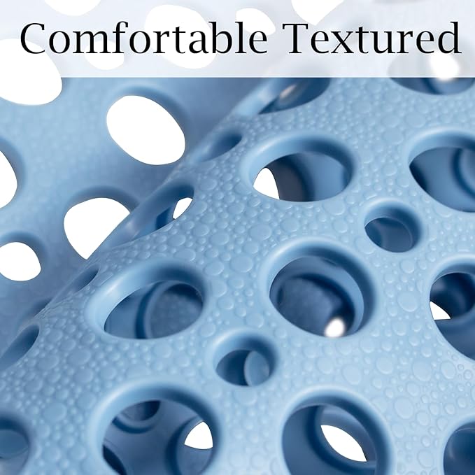 Extra Large Shower Mat Non Slip,47 * 31 Inch Bathtub Mat for Shower with Big Suction Cups,Oversized Anti Slip Bath/Shower Mats for Inside Outside Shower,Perfect for Elderly, Blue