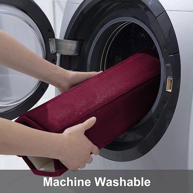 Buganda Memory Foam Bath Mat, 55" x 24", Ultra Soft and Non-Slip Bathroom Rugs, Water Absorbent and Machine Washable Bath Rug Runner for Bathroom, Shower, and Tub, Burgundy