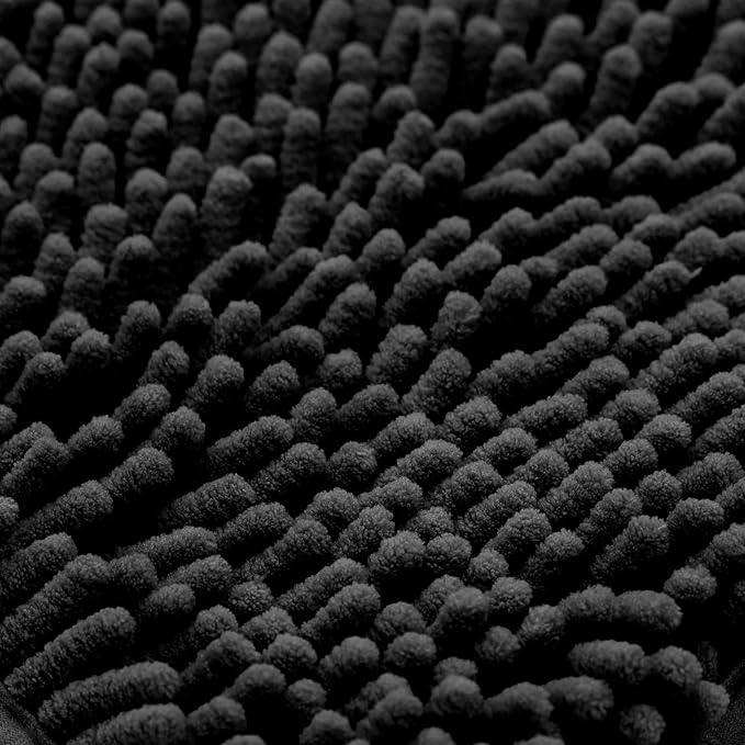 Non-Slip Bath Rug,Extra Soft Microfiber Bedroom Shag Carpet with Anti-Slip Backing,Water/Dust Absorbent Fast Dry Shower Mat,Sound Insulated Stairs Pad,Machine Washable (Black,17 x 27 Inches)