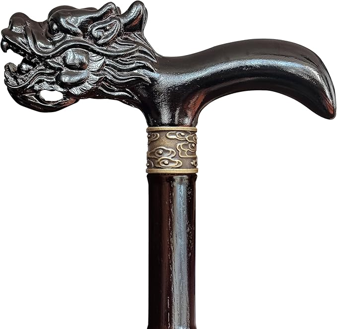 Wooden Cane, Hand Carved High-end Walking Cane for Men and Women, Lightweight Design Support Up to 500lbs Dragon Canes for Seniors, Suitable for Discerning Personal and Gift Use