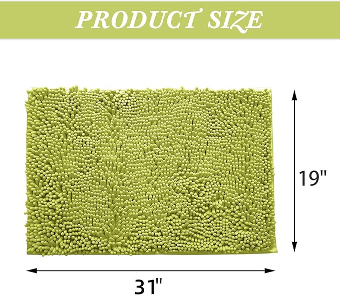 Non-Slip Bath Rug,Extra Soft Microfiber Bedroom Shag Carpet with Anti-Slip Backing,Water/Dust Absorbent Fast Dry Shower Mat,Sound Insulated Stairs Pad,Machine Washable (Lime Green,19 x 31 Inches)