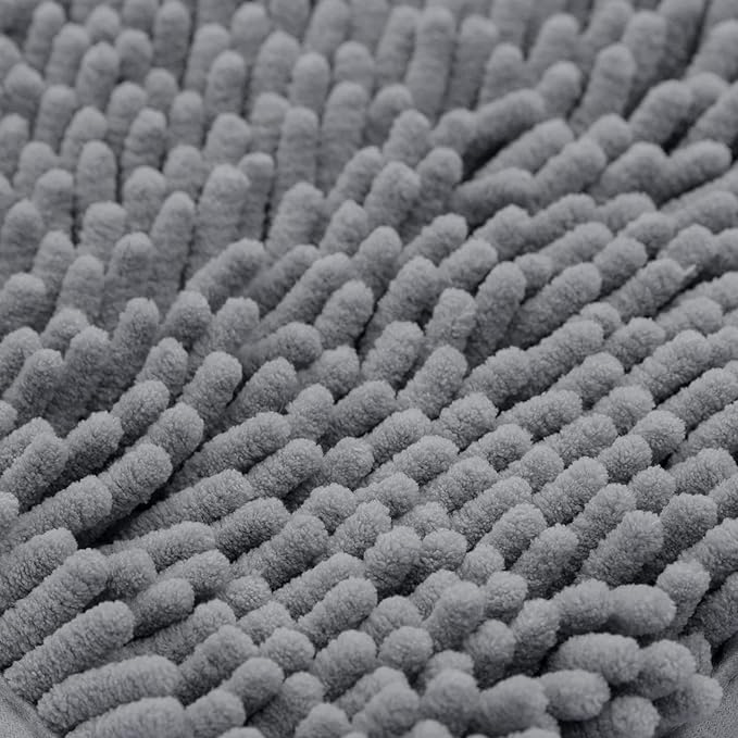 Non-Slip Bath Rug,Extra Soft Microfiber Bedroom Shag Carpet with Anti-Slip Backing,Water/Dust Absorbent Fast Dry Shower Mat,Sound Insulated Stairs Pad,Machine Washable (Dark Grey,12 x 19 Inches)