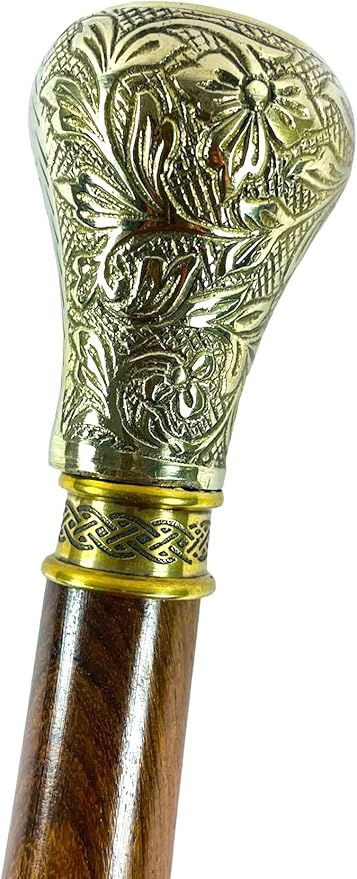 All Black Snake Handle Spiral Wooden Walking Cane