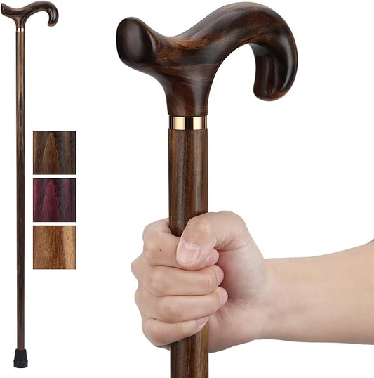 Walking Canes for Men and Women, Wooden Sticks for Seniors, Handcrafted, Ergonomic, Wood Wax Oil Coating Walking Canes for Senior Balance, Crutches for Adults