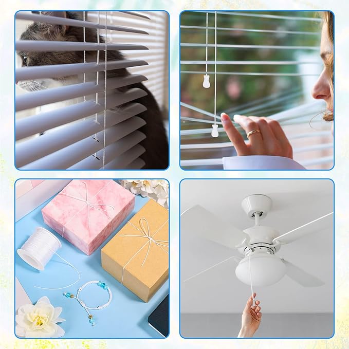 Anezus White Nylon String for Bracelets, 0.8mm Nylon Thread Braided Nylon Cord Wind Chime Outdoor Twine String for Beading, Necklaces, Blinds, DIY Craft, Jewelry Making