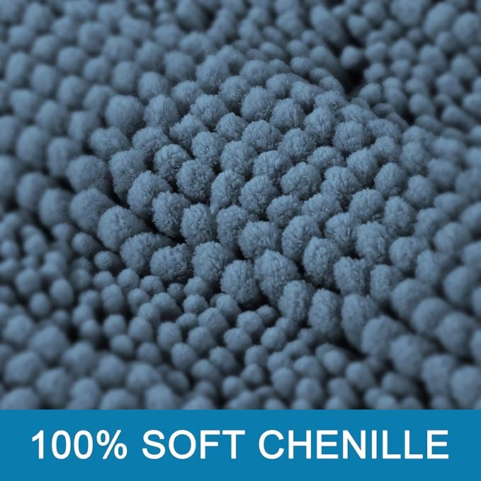 H.VERSAILTEX Bathroom Rugs Bath Mat Runner Rug Non Slip Kitchen Rug Extra Long Bath Rug Runners Oversized 59" x 20" Absorbent Washable Dry Fast Plush Area Rug for Bathroom/Bedroom - Stone Blue