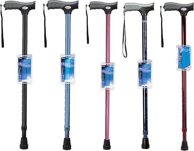 Carex Soft Grip Walking Cane with Strap, Anti-Slip Walking Cane for Easy Maneuvering, Walk Stick for Seniors & Adults with Added Support and Adjustable for Balance, Supports up to 250 lbs, Blue