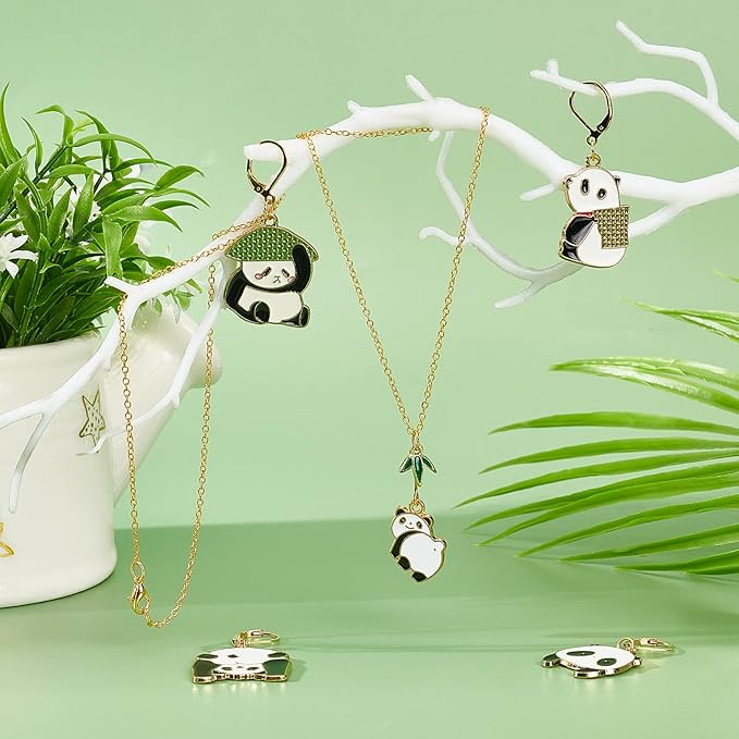 NBEADS 6 Pcs Panda Charm Stitch Markers, 6 Styles Alloy Enamel Crochet Stitch Marker Charms with Removable Lobster Clasp Locking Mechanism for Knitting, Weaving, Sewing Accessories & Handmade Jewelry