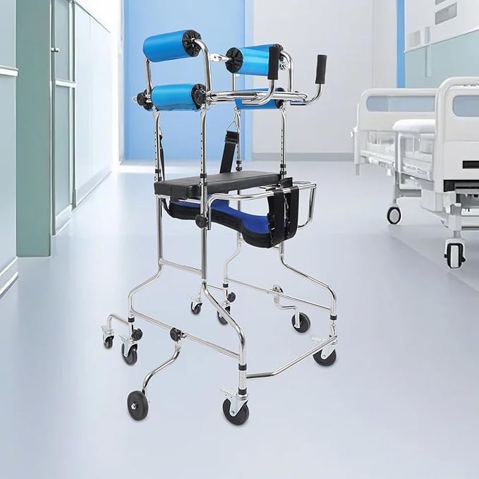 Adult Standing Walker for Seniors, Mobility Aid with Adjustable Height & Width, 8 Wheels with Brakes for Home Use, Ideal for Elderly and Post-Surgery Patients