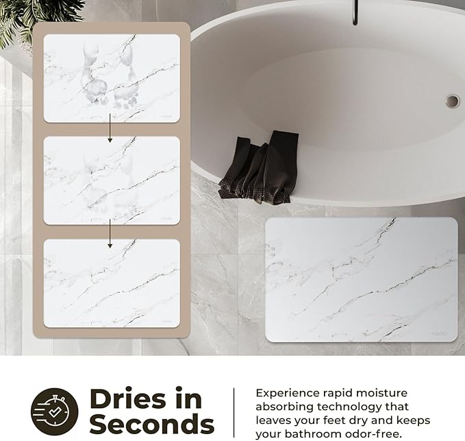 Stone Bath Mat, Diatomaceous Earth Non-Slip Stone Shower Mat - Quick Drying Absorbent Bath Mats for Bathroom - Elegant & Modern Design, Easy to Clean (23.5 x 15) - Sandstone