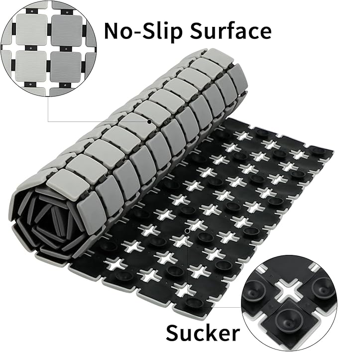 Shower Mat Non Slip Bathtub Mat with Suction Cups and Drain Holes Bath mat for tub 33.4 x 15.7 Inch Large Size