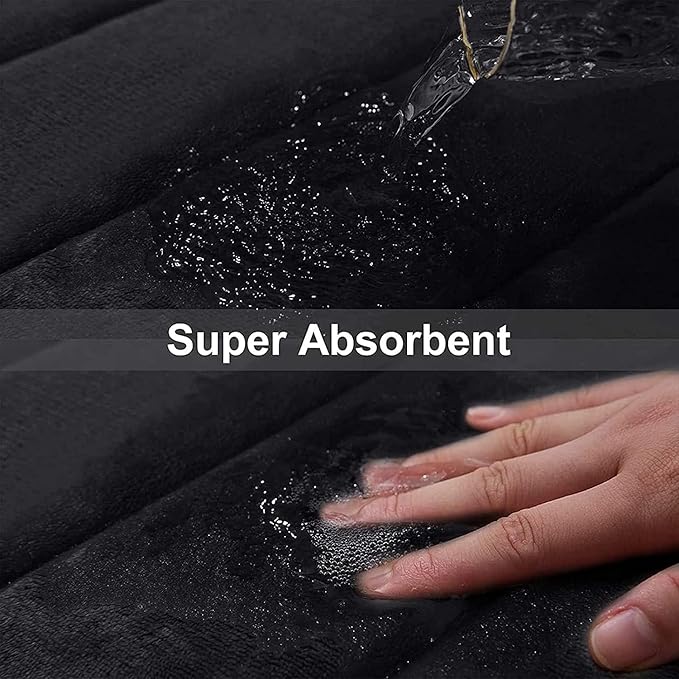 Buganda Memory Foam Bath Mat, 40" x 32", Ultra Soft and Non-Slip Bathroom Rugs, Water Absorbent and Machine Washable Bath Rug Runner for Bathroom, Shower, and Tub, Black