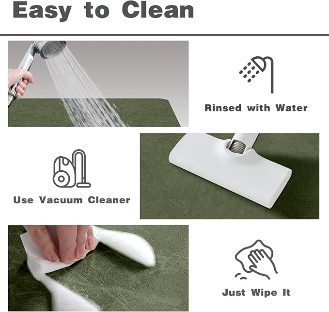 Bathroom Mat Quick Dry, Bathroom Rugs Non Slip Washable Thin Absorbent Bath Mat Fits Under Door Bathroom Floor Mat Perfect for Bath, Shower, or Sink 12"x12" Sage Green