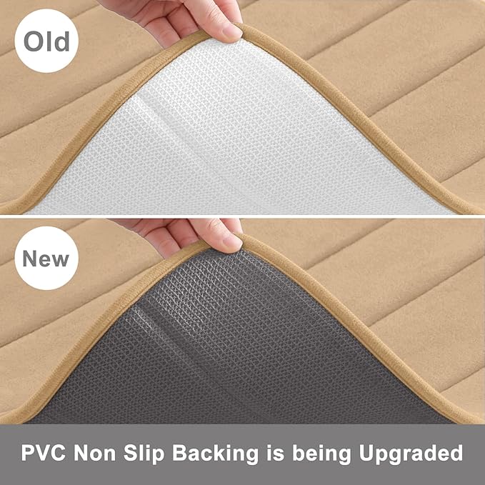 Buganda Memory Foam Bath Mat, 40" x 32", Ultra Soft and Non-Slip Bathroom Rugs, Water Absorbent and Machine Washable Bath Rug Runner for Bathroom, Shower, and Tub, Camel