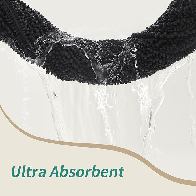 Bathroom Runner Rug 24x60 Non Slip Washable Long Bath Mat for Tub Thick Soft Absorbent Bathroom Floor Mat Large Chenille Bath Rug for Shower, Dark Grey