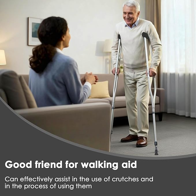 Soft Crutch Pads & Hand Grips/Tips - Comfort Set, Protection Covers, Walking Aid Accessories for Elderly & Young, Padded Support Pillow for Pain Relief (Black)