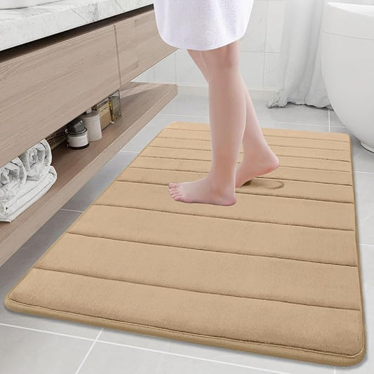 Buganda Memory Foam Bath Mat, 40" x 32", Ultra Soft and Non-Slip Bathroom Rugs, Water Absorbent and Machine Washable Bath Rug Runner for Bathroom, Shower, and Tub, Camel