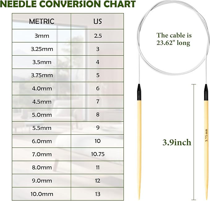 Froggod Bamboo Circular Knitting Needles Size 5 – 3.15-inch Bamboo Knitting Needle Tips, 31.5-inch Total Length, Lightweight Wooden Needles