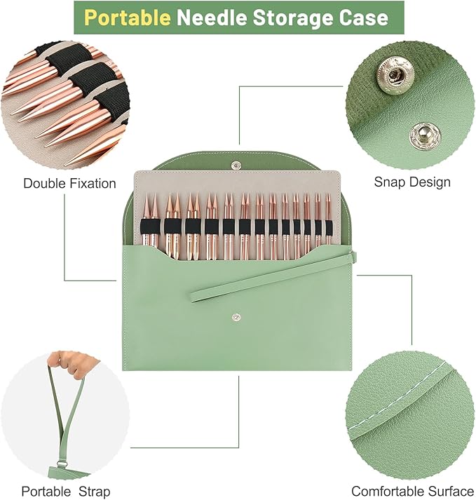 Aeelike Interchangeable Knitting Needles Set,13 Pairs Circular Knitting Needles Aluminum (Size 3.0mm-10.0mm) with 4 Cables for Socks Blankets Cushions, Ideal Crochet Gift