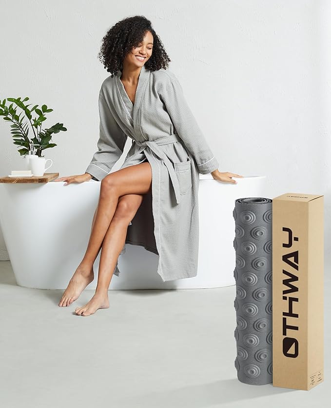 OTHWAY Bathtub Mat Non Slip, 39X16 inch Bath Mat for Tub, Machine Washable Bath Tub Mats with Reverse Suction Cups, Comfortable Rubber Bathtub Mat for Bathroom (Dark Grey)