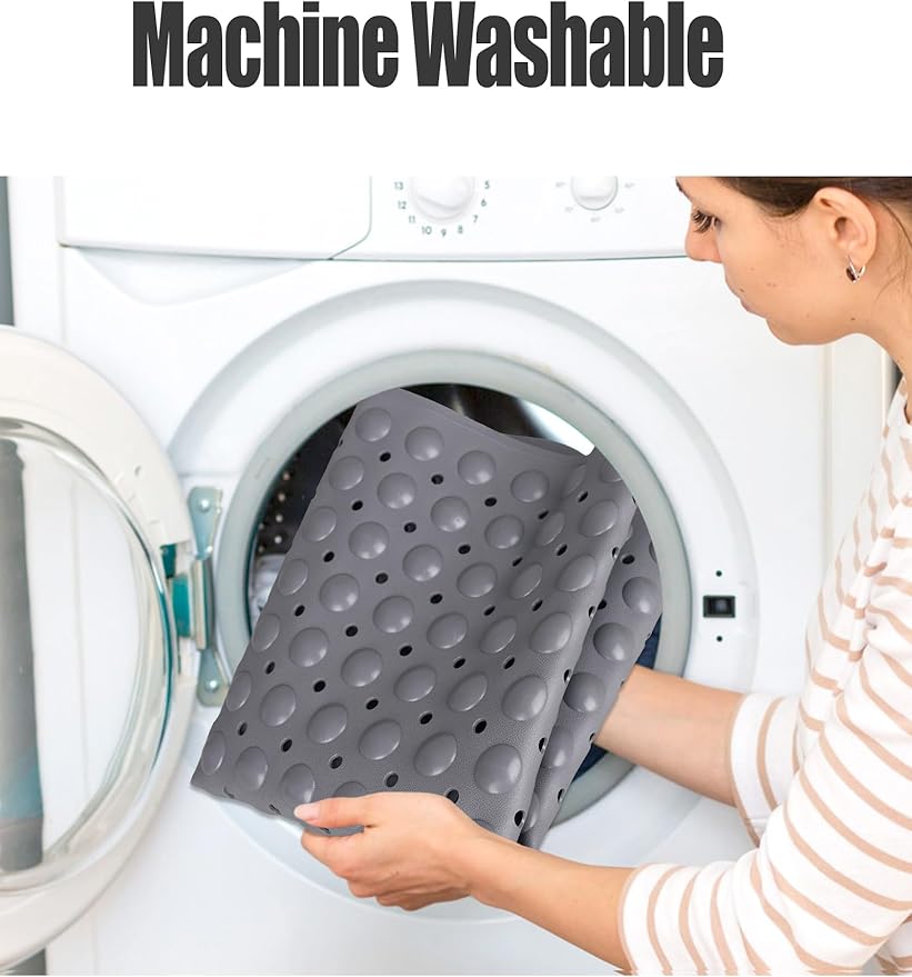 Extra Large Shower Mat, Yonala 47.2 x 31.5 Inch Non Slip Shower Mats for Inside Shower with Drain Hole and Suction Cups, Soft Trimmable TPE Anti Slip Shower Mat for Walk in Shower Stall, Heavy Mat