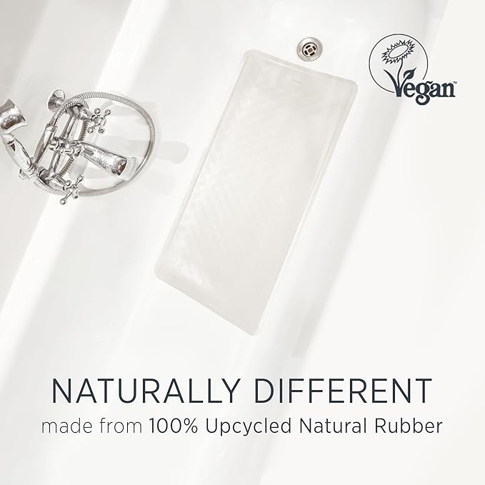 HEVEA Natural Rubber Big Bath Mat - Upcycled, Danish Design - Non Slip Bathtub Mat, 299 Suction Cups - Safe and Friendly Shower Mat for All Ages (Granite)