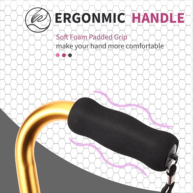 LIXIANG Walking Canes Stablize Women Quad Canes for Seniors & Adults Foldable Adjustable for Men & Women Heavy Duty Freestanding Cane for People with Leg Injuries 3 footings