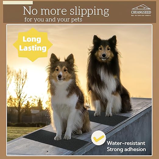 CHUANGSEED 12-Pack Non-Slip Stair Traction Tape 4''x30'' -80 Grit Outdoor Treads Grip Tape- Waterproof Heavy Duty Anti Skid Strips for Steps,Deck,Staircase