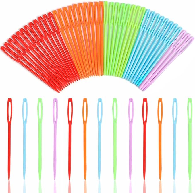 LoveInUSA 100PCS Yarn Needles for Kids & Beginners, 2.7inch Large Eye Plastic Knitting Sewing Needles for Crochet, Weaving, Tapestry, Christmas Craft Gifts, DIY Sewing Handmade Crafts