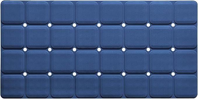 Silicone Bath Mat with Suction Cups – Non-Slip Foldable Bathtub & Shower Mat, Durable & Quick-Dry Safety Tub Mat with Large Drain Holes for Families 28"x 14" Navy Blue