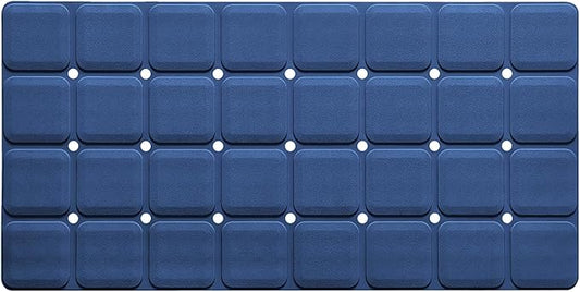 Silicone Bath Mat with Suction Cups – Non-Slip Foldable Bathtub & Shower Mat, Durable & Quick-Dry Safety Tub Mat with Large Drain Holes for Families 28"x 14" Navy Blue